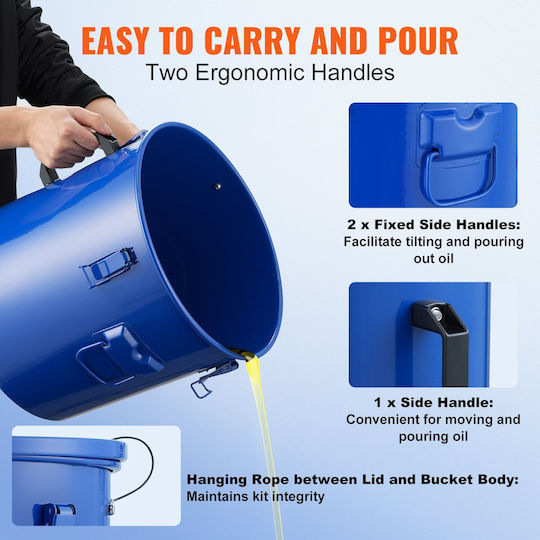 Vevor Oil Bucket 10 Gallons Fryers Blue Whlyzttg10jlfhkx1v0