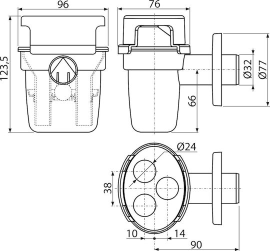 Alcaplast Σιφώνι με Μέγεθος 10x10εκ.