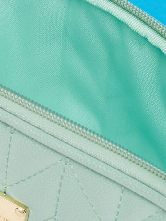 Praktische Damen-Make-up-Tasche In Grün Mit Fischgrätenmuster Peterson