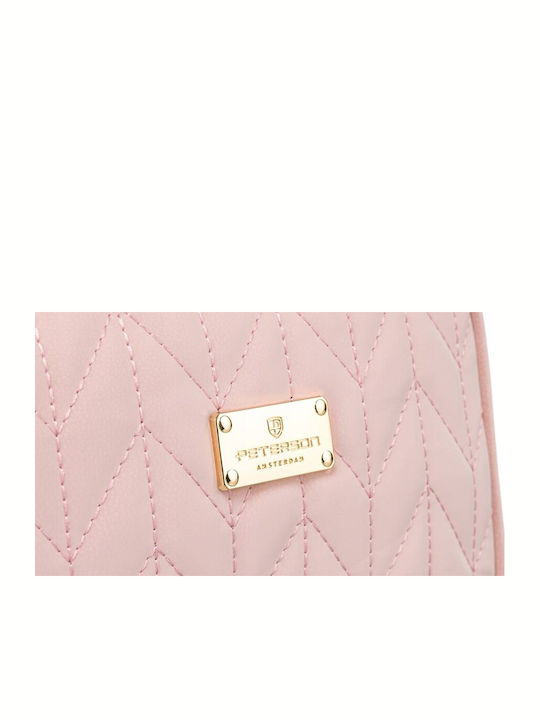 Pink Travel Makeup Bag Made Eco Leather Wrist Strap Peterson