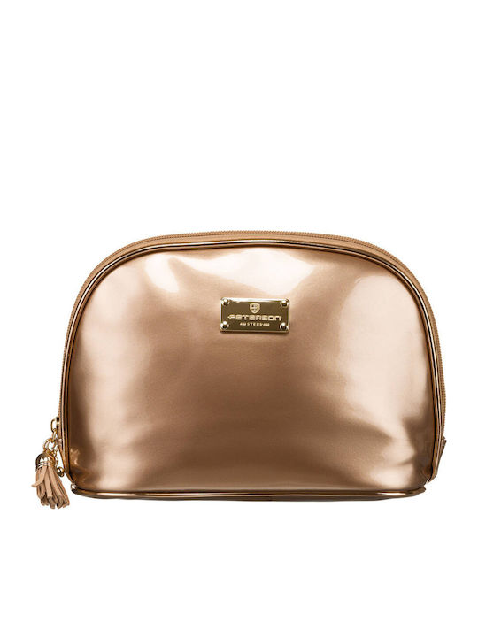 Reise Make-up Tasche In Goldene Farbe Aus Wasserdichtem Synthetischem Material Peterson