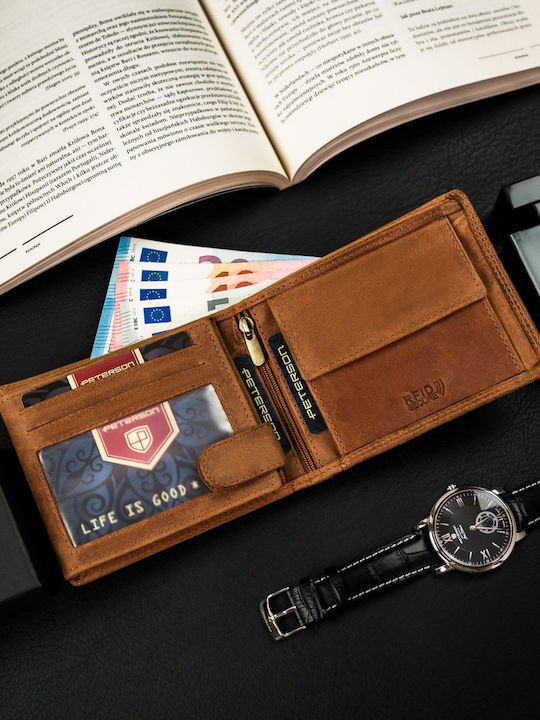 Leather Men's Wallet with RFID Brown