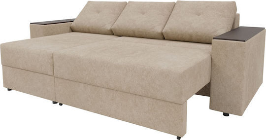 Alphab2b Corner Couch Bed with Reversible Angle and Storage Space Beige 241x147x94 cm