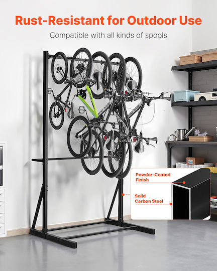 Vevor Freestanding Bike Rack Max 5 Bikes Bicycle Organizer Standing Bike Rack