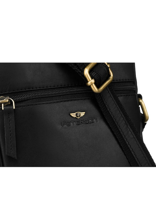 Leder Herrentasche Schulter / Crossbody Schwarz