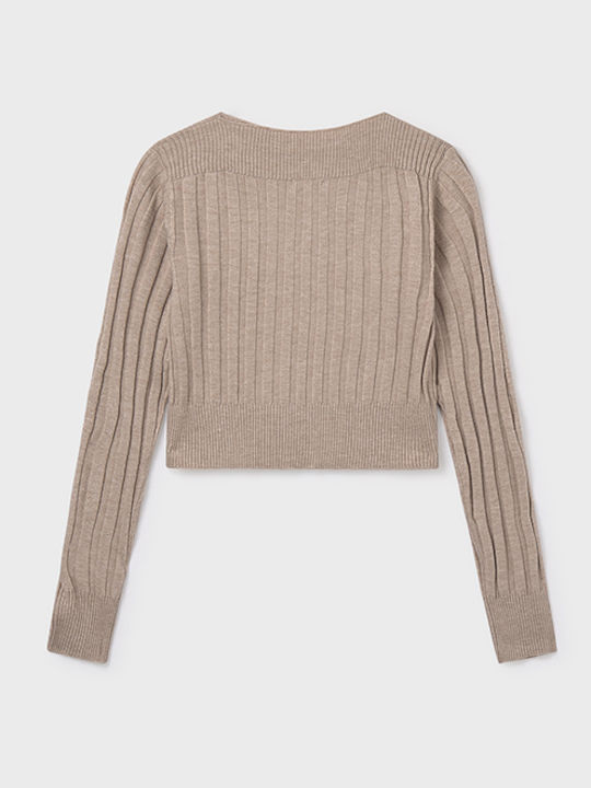 Kinderpullover Langarm dunkelbeige