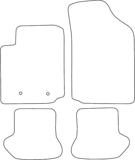 Moltico Satz Vorder- und Hintermatten Universal 4Stück aus Teppichboden Citroen C3 Pluriel Ford Kante 2003-2010 Schwarz