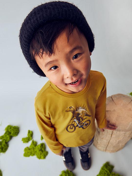 Kids' Shirt Long Sleeve Mustard Dino