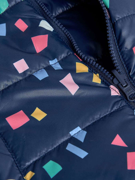 Kids Quilted Sleeveless Double Sided Jacket with Hood Navy Blue