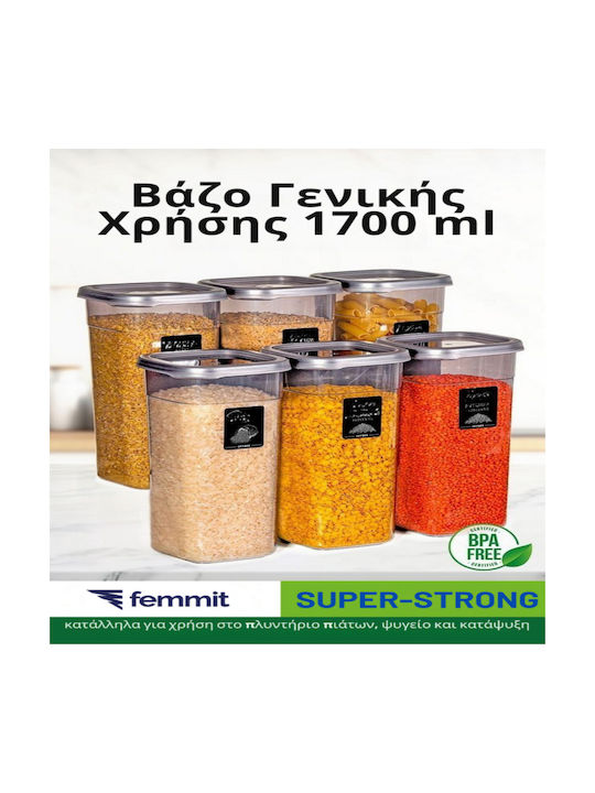Femmit Lebensmittelgläser & Behälter 1700 ml mit luftdichtem Kunststoffdeckel