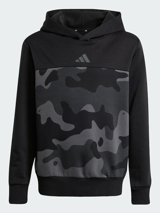 Fleece Παιδικό Φούτερ με Κουκούλα Black, Grey Essentials