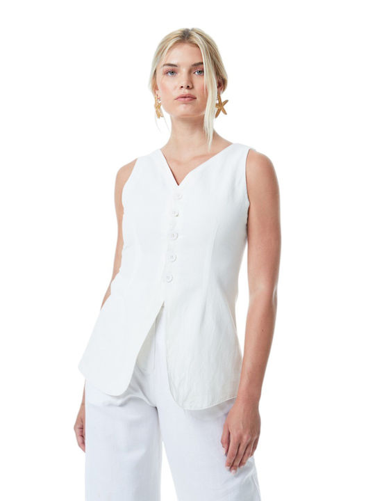Kaiza Damen Bluse Ärmellos Vanillecreme