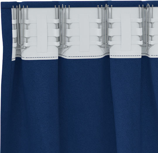 vidaXL Set Window Curtains With Pencil Pleat Blue 140x140cm