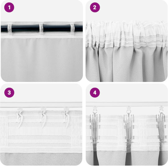 vidaXL Set Curtains Window with Pencil Pleat Gray 140x260cm