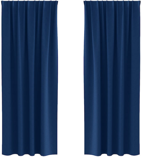 vidaXL Set Curtains with Tunnel Blue 140x260cm