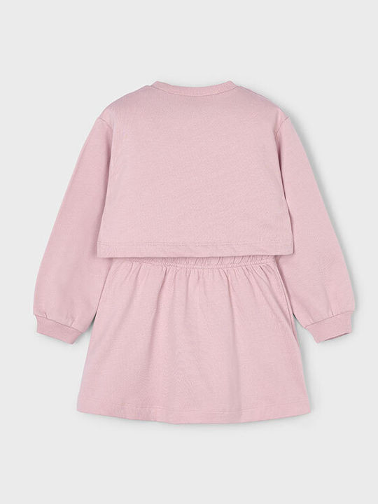 Mädchenkleid Mädchenkleider Langärmeliges Futter Set aus 2 mit Deckel Rosa