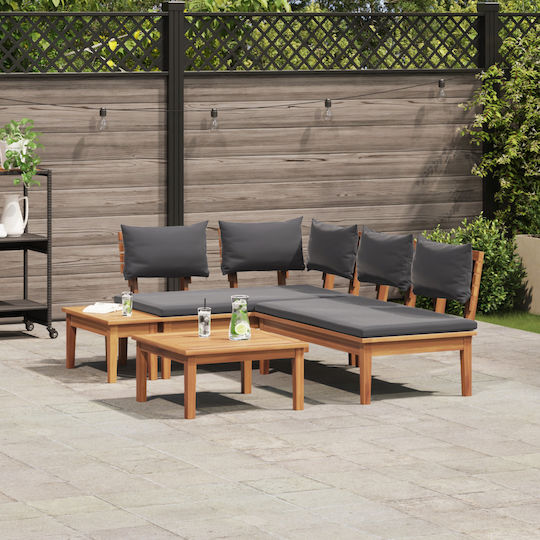Outdoor Living Room Set 4 Pieces Brown and Grey