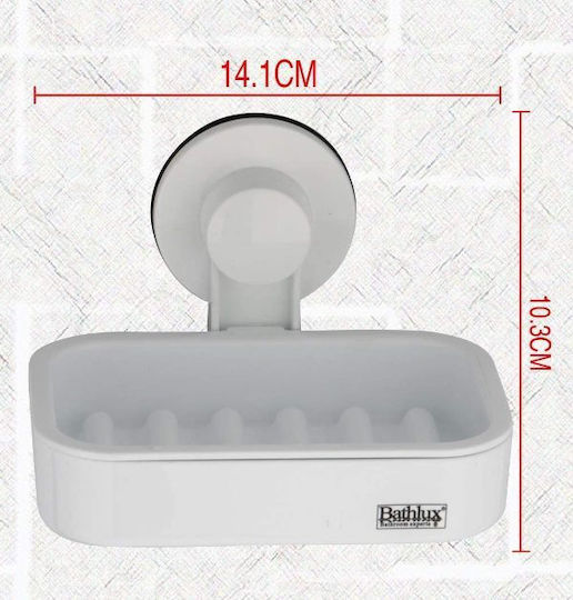 Bathlux Plastic Soap Dish Wall Mounted with Suction Cup White