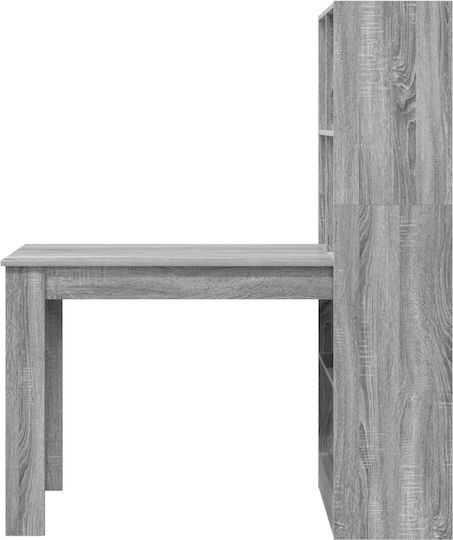 Birou din Lemn cu Bibliotecă Gri Σονομα 122x67x145cm