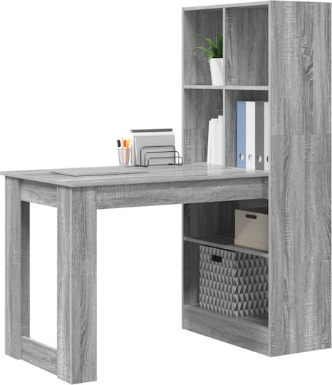 Birou din Lemn cu Bibliotecă Gri Σονομα 122x67x145cm