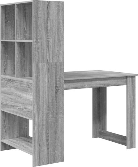 Birou din Lemn cu Bibliotecă Gri Σονομα 122x67x145cm