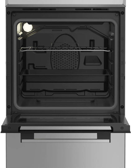 Indesit Κουζίνα 55lt με Κεραμικές Εστίες Π50εκ. Inox