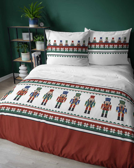 Detexpol Set Huse Pentru Pilote 100% Bumbac 220x200cm Superdublu Cu 2 Fețe De Pernă Roșii