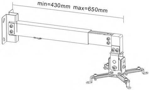 Brateck Βάση Projector Τοίχου PRB-2W με Μέγιστο Φορτίο 20kg Μαύρη