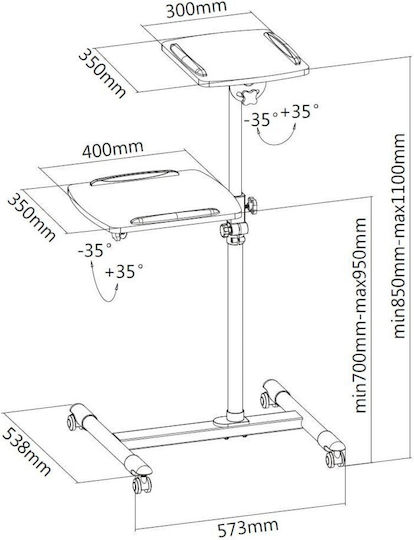 Techly Βάση Projector Δαπέδου ICA-TB TPM-6 με Μέγιστο Φορτίο 10kg Λευκή