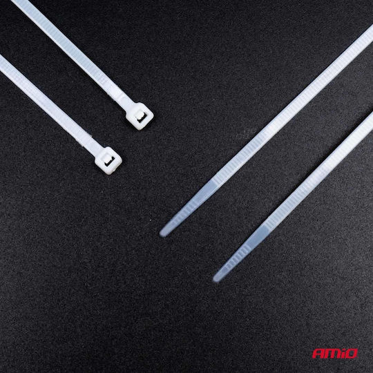 AMiO Plastic Cable Ties 300mmx3.6mm In White Colour 100 Pieces 04309