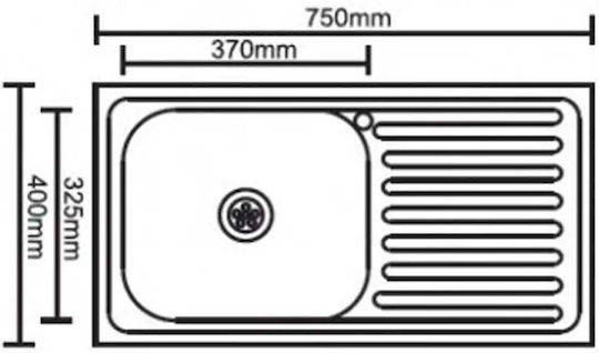 ICK7540 Ένθετος Νεροχύτης Inox Σατινέ Μ75xΠ40cm Ασημί