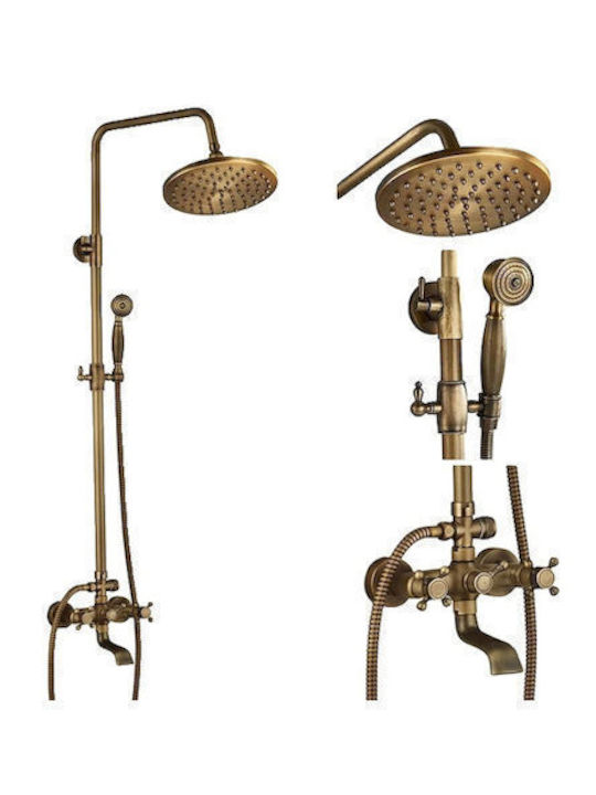Adjustable Shower Column with Mixer Bronze