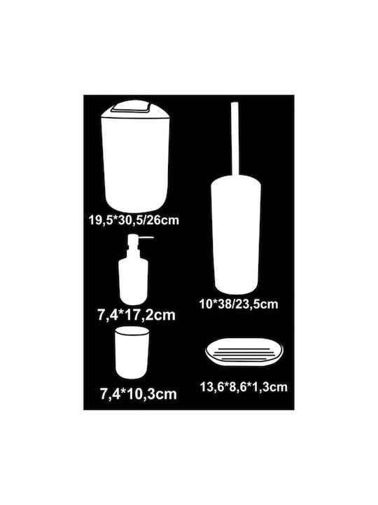 Inter Ceramic Ceramic White Bathroom Accessory Set 5 Pieces