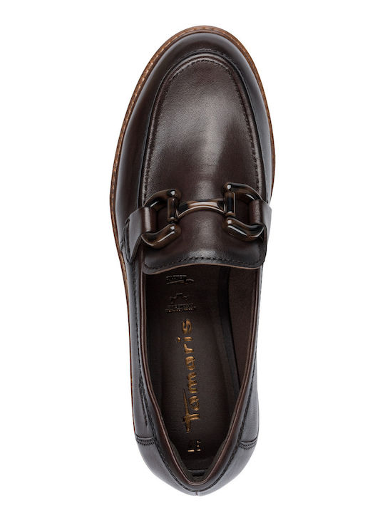 Leather Women's Moccasins in Brown Color
