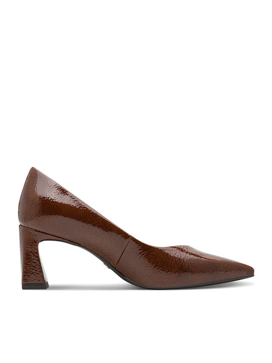 Patent Leather Pointed Toe Brown Medium Heels
