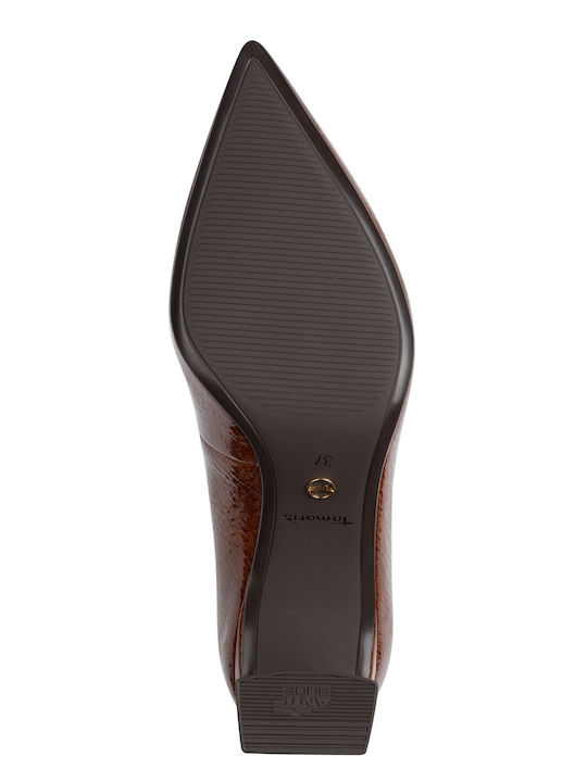 Patent Leather Pointed Toe Brown Medium Heels
