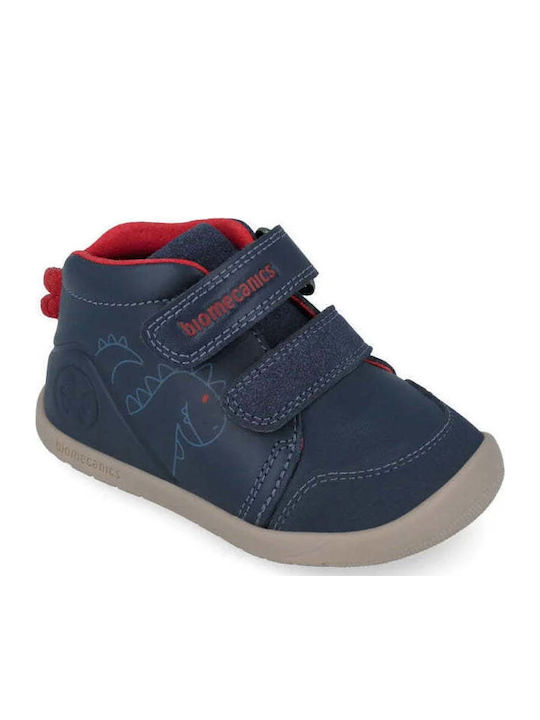 Ocean Anatomical Leather Kids Boots with Velcro Blue