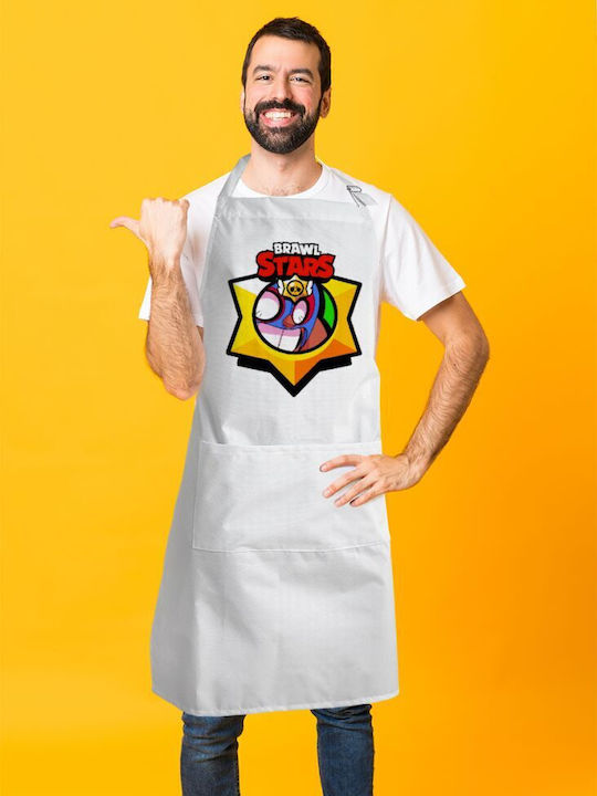 Koupakoupa Brawl Stars El Primo Ποδιά Κουζίνας Λευκή 22x40cm KP_30935_apron-bbq-adult