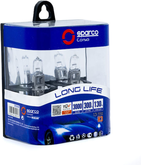 Sparco Lămpi Autoturismului H3 Halogen 3000K Alb cald 12V 55W 2buc