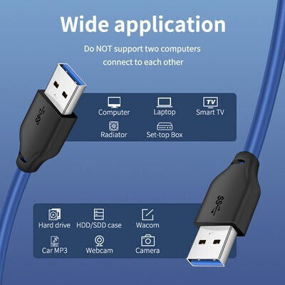 Cabletime USB 3.0 Kabel USB-A-Stecker - USB-A-Stecker Blau 1m