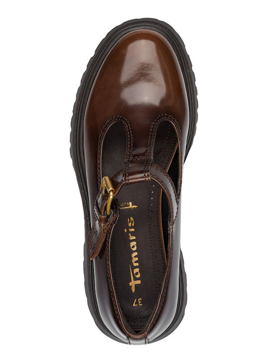 Patent Leather Women's Loafers in Brown Color