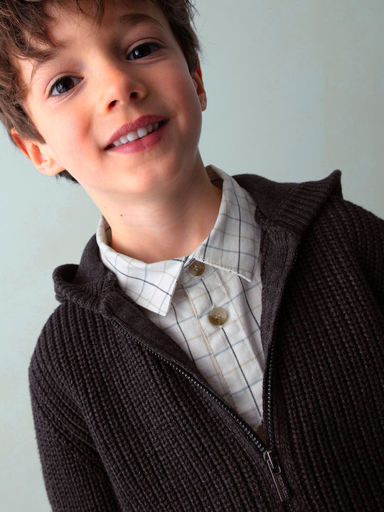 Kinderstrickjacke Baumwolle mit Kapuze Gray