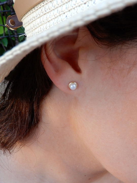 Polytimo Earrings made of Gold 9K with Pearls