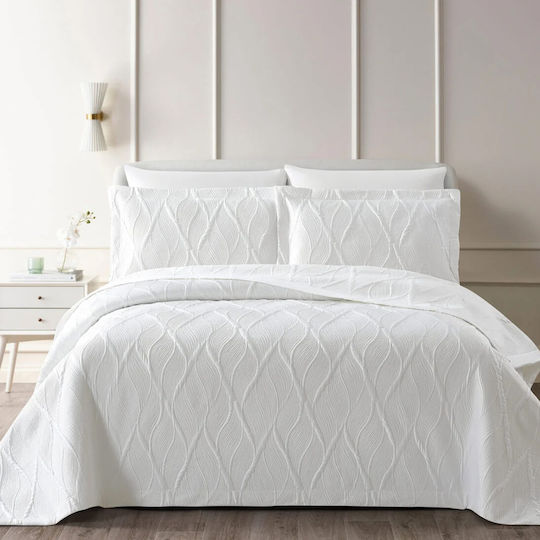 Liolios Home Tagesdecken Kingsize Lily Weiße 250x240cm