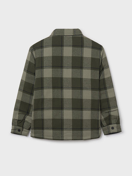 Kids Checked Shirt Long Sleeve Olive
