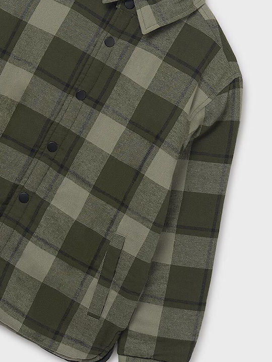 Kids Checked Shirt Long Sleeve Olive