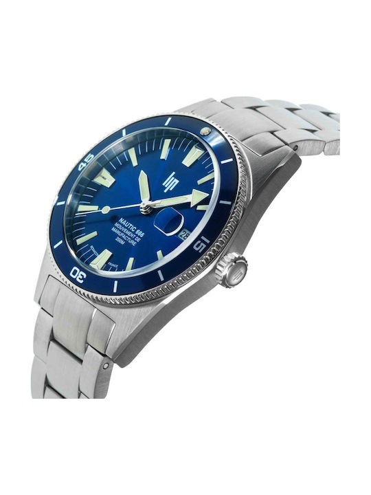 Lip Watches Мъжки Часовник Автоматичен с Сребърен Метална Гривна