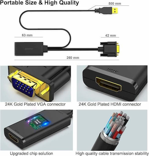 Benfei Konverter VGA weiblich zu HDMI männlich