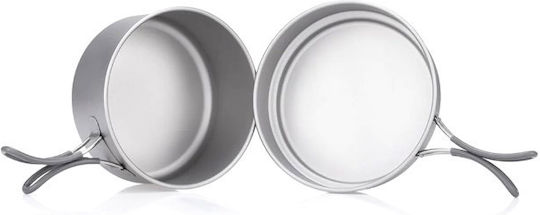 Keith Pan Kochset 2-teilig Titanium Topf Pfanne Kochset 950/600ml Silber