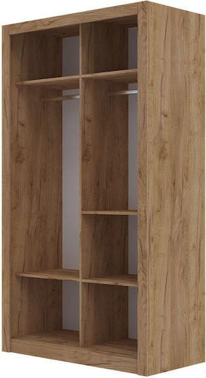 Linea Δίφυλλη Ντουλάπα Συρόμενη Χρυσό Δρυς 120x60x215cm